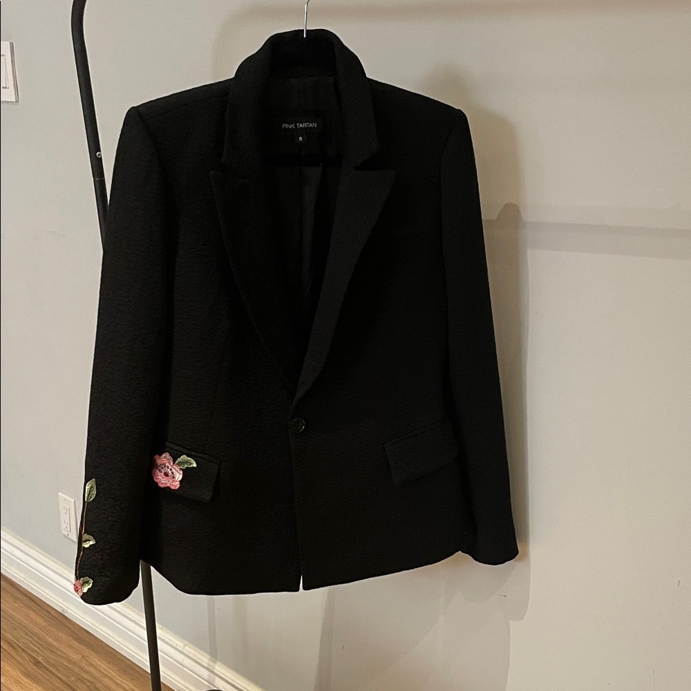 Pink Tartan Blazer - Size 6 - Black